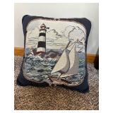 Riverdale Beach Nautical Decor Set - Burlap Wreath, Beach Sign & Cushions
