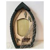 Two-Piece Handmade Nautical Decor Set - Fishing Cabin Diorama & Boat Frame
