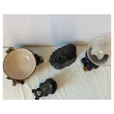 Sonoma Lodge Bear Glass Compote on Bear Stand with Glazed Bowl - Decorative Set