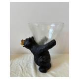 Sonoma Lodge Bear Glass Compote on Bear Stand with Glazed Bowl - Decorative Set