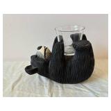Sonoma Lodge Bear Glass Compote on Bear Stand with Glazed Bowl - Decorative Set