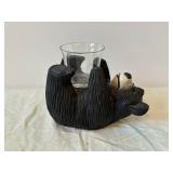 Sonoma Lodge Bear Glass Compote on Bear Stand with Glazed Bowl - Decorative Set
