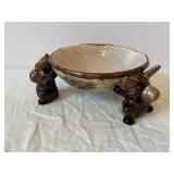 Sonoma Lodge Bear Glass Compote on Bear Stand with Glazed Bowl - Decorative Set