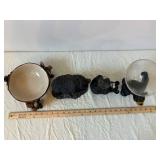Sonoma Lodge Bear Glass Compote on Bear Stand with Glazed Bowl - Decorative Set