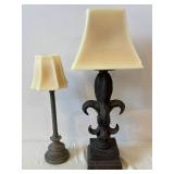 Vintage Ornate Iron Floor Lamp & Matching Table Lamp with Wax Candle Shades
