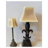 Vintage Ornate Iron Floor Lamp & Matching Table Lamp with Wax Candle Shades