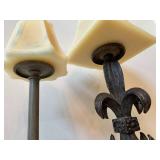 Vintage Ornate Iron Floor Lamp & Matching Table Lamp with Wax Candle Shades
