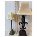 Vintage Ornate Iron Floor Lamp & Matching Table Lamp with Wax Candle Shades