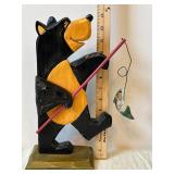Two Hand-Carved Painted Wooden Animal Figures on Pedestals - Folk Art Sculpture Set