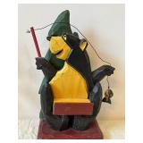 Two Hand-Carved Painted Wooden Animal Figures on Pedestals - Folk Art Sculpture Set