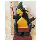 Two Hand-Carved Painted Wooden Animal Figures on Pedestals - Folk Art Sculpture Set