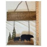 PartyLite Forest Scene Candle Holder with Moose and Pine Tree Silhouettes - Metal Stand