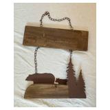 PartyLite Forest Scene Candle Holder with Moose and Pine Tree Silhouettes - Metal Stand