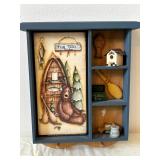 Fish Tales Themed Wall Shelf Display Cabinet with Miniature Fishing Scene Accessories