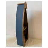 Antique Wooden Triangular Display Shelf with Painted Lantern Lamp & Miniature Tools
