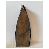 Antique Wooden Triangular Display Shelf with Painted Lantern Lamp & Miniature Tools