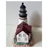 Nautical Miniature Lighthouse with Sailor Figurine, Glass Bottles & Seashells