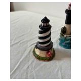 Assorted Lighthouse Figurines Set - Central Red & White Tower with Surrounding Towers