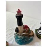 Assorted Lighthouse Figurines Set - Central Red & White Tower with Surrounding Towers
