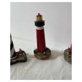 Assorted Lighthouse Figurines Set - Central Red & White Tower with Surrounding Towers