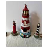 Assorted Lighthouse Figurines Set - Central Red & White Tower with Surrounding Towers