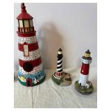 Assorted Lighthouse Figurines Set - Central Red & White Tower with Surrounding Towers