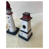 Assorted Lighthouse Figurines Set - Central Red & White Tower with Surrounding Towers