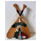 Rustic Wooden Oars Wall Decor - Welcome Banner & House Cutouts (Assorted Signs)