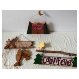 Handmade Rustic Wood Signs - A Fine Fisherman and His Best Catch Live Here & Cabin Fever Sign