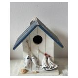 Three Nautical Ship-Shaped Wooden Birdhouses with Rope Handles (Lot of 3)