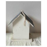 Three Nautical Ship-Shaped Wooden Birdhouses with Rope Handles (Lot of 3)