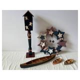 Americana Handcrafted Star Wall Art - Star Garland & Miniature Wooden Canoes