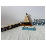 Beach Themed Wooden Sign Set - Distressed Coastal Decor with Rope Hangers