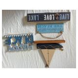 Beach Themed Wooden Sign Set - Distressed Coastal Decor with Rope Hangers