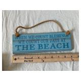Beach Themed Wooden Sign Set - Distressed Coastal Decor with Rope Hangers