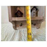 Rustic Wooden Birdhouse Display Shelf with Miniature Birdhouses