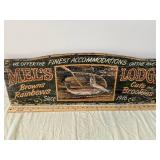 Vintage Mells Lodge Wooden Sign - Finest River Accommodations Since 1916