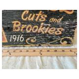 Vintage Mells Lodge Wooden Sign - Finest River Accommodations Since 1916