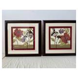 Pair of Framed Floral Prints - Made in the USA (Lot of 2)
