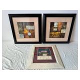 Two Abstract Geometric Art Prints in Black Frames