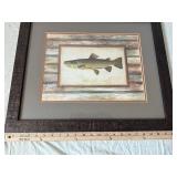 Framed Fish Prints - Brown Trout & Yellow Perch (Lot of 2)