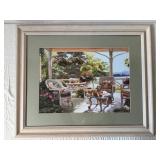 Framed Garden Porch Scene Art Print on Mat - Wall Decor