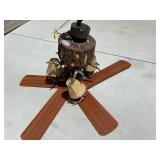 Rustic Ceiling Fan with Log Center - 4 Wood Blades & Light Kit