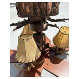 Rustic Ceiling Fan with Log Center - 4 Wood Blades & Light Kit