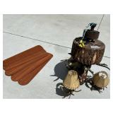 Rustic Ceiling Fan with Log Center - 4 Wood Blades & Light Kit