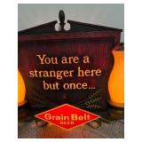 Grain Belt Beer Diamond Sign & You Are a Stranger Here But Once Wall Plaque (Lot of 2)