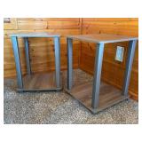 Pair of Wood-Look Laminate End Tables with Steel Frames