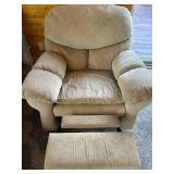 Beige Fabric Recliner Chair with Footrest