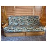 Coastal Lodge Print Upholstered Sofa - Light Wood Frame