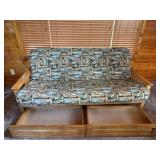 Coastal Lodge Print Upholstered Sofa - Light Wood Frame